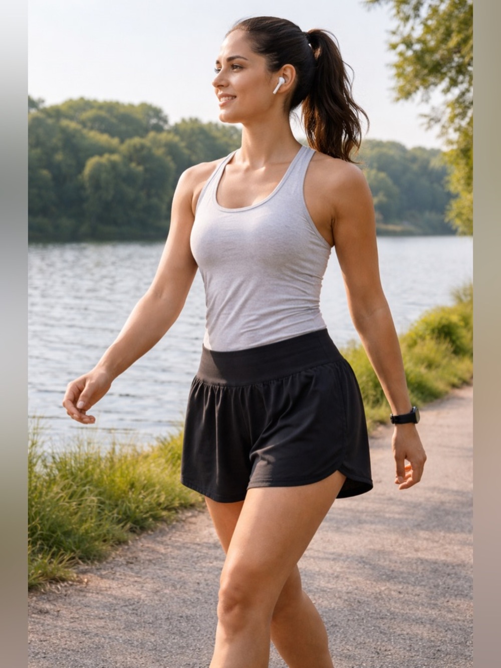 Everyday High-Waist Athletic Shorts in Black